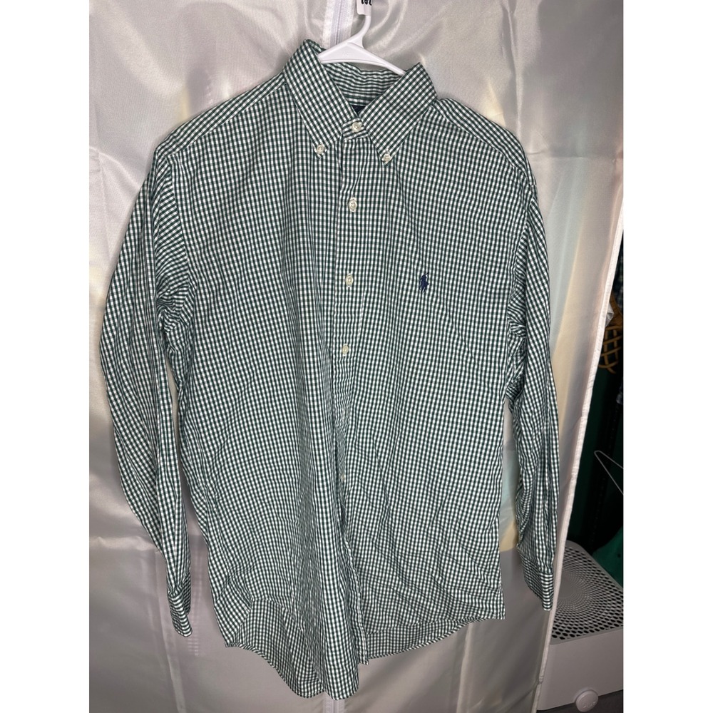 Ralph Lauren Yarmouth Mens Green Gingham Cotton Button Down Shirt 15 32/33